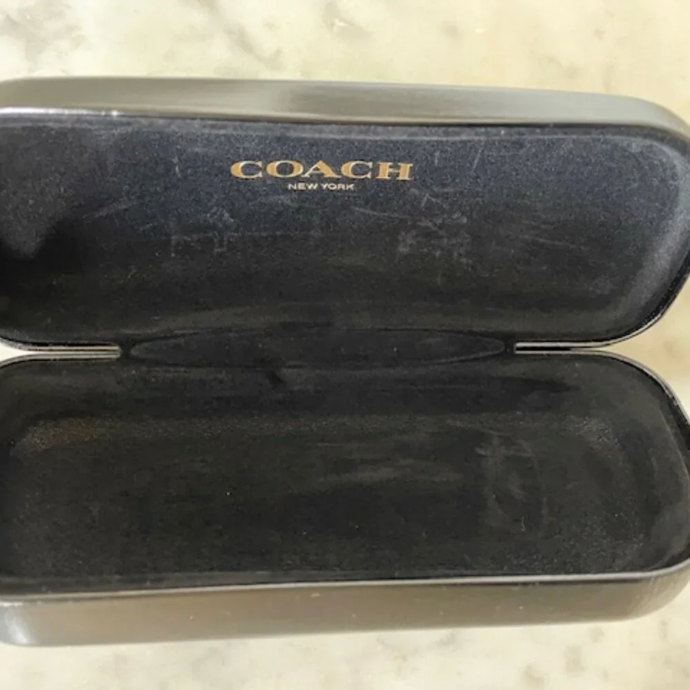 COACH Black Eyeglass Hard Clamshell Case Hinged with Cleaning Cloth